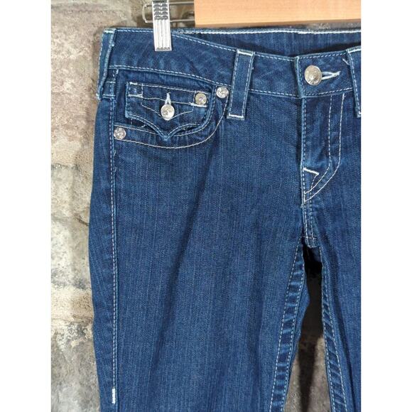 True Religion Jeans Woman's 28 Julie Dark Wash Bejeweled Y2K Button Pockets - Picture 6 of 14